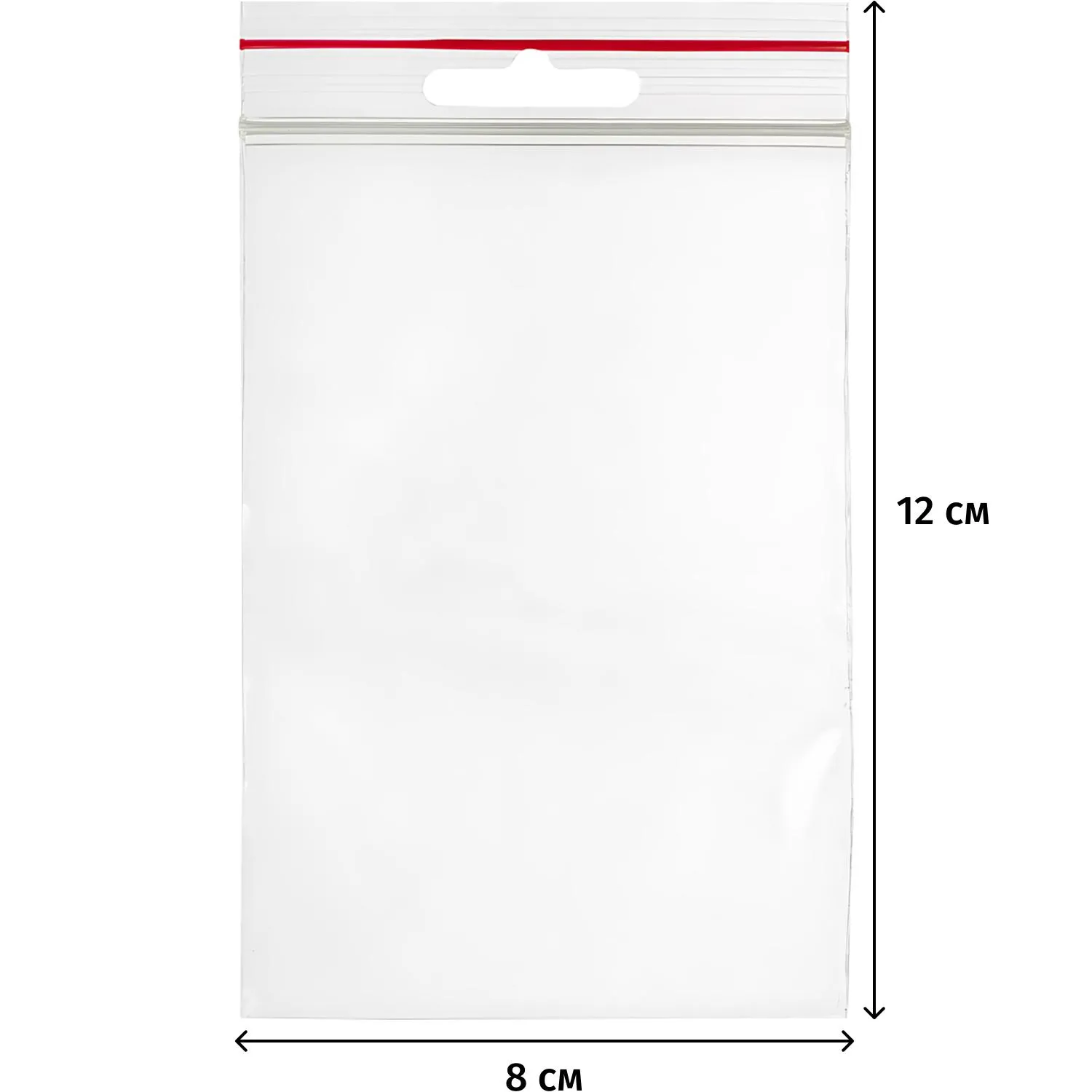Пакет с замком zip-lock с европодвесом ПВД 8x12 см 60 мкм (100 штук в упаковке) - Image 2