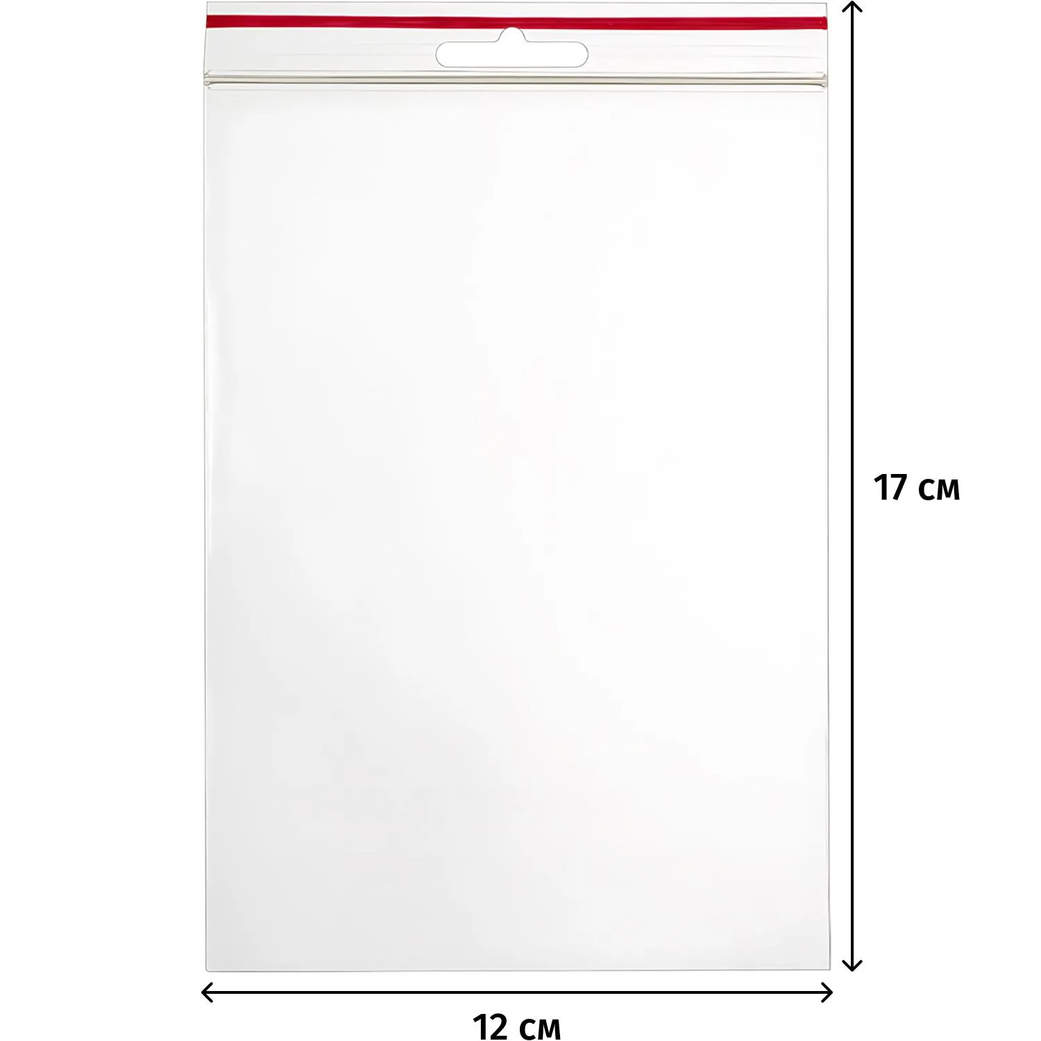 Пакет с замком zip-lock с европодвесом ПВД 12x17 см 60 мкм (100 штук в упаковке) - Image 2