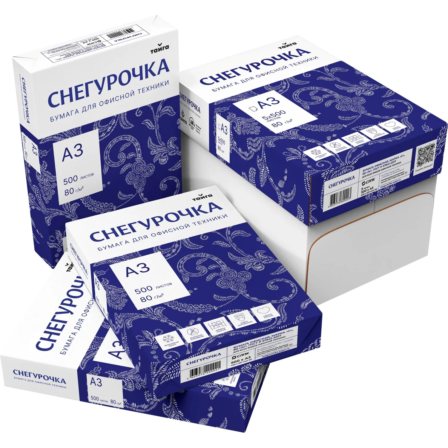 офисная бумага Снегурочка марка С ECF без хлора, качественная - Image 2