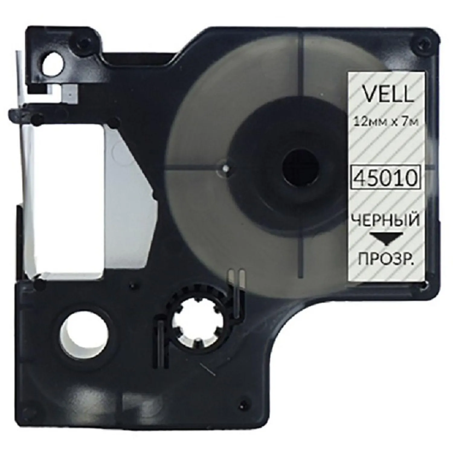 Картридж Vell VL-D-S0720500/45010 для принтера этикеток Dymo (12 мм x 7 м, цвет ленты прозрачный, шрифт чёрный) - Image 2