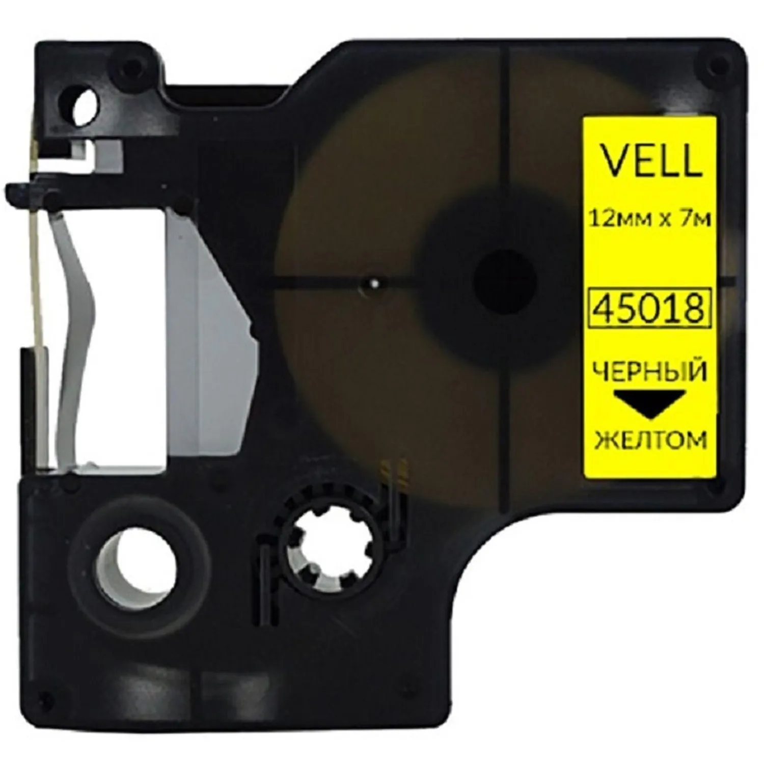 Картридж Vell VL-D-S0720580/45018 для принтера этикеток Dymo (12 мм x 7 м, цвет ленты жёлтый, шрифт чёрный) - Image 2