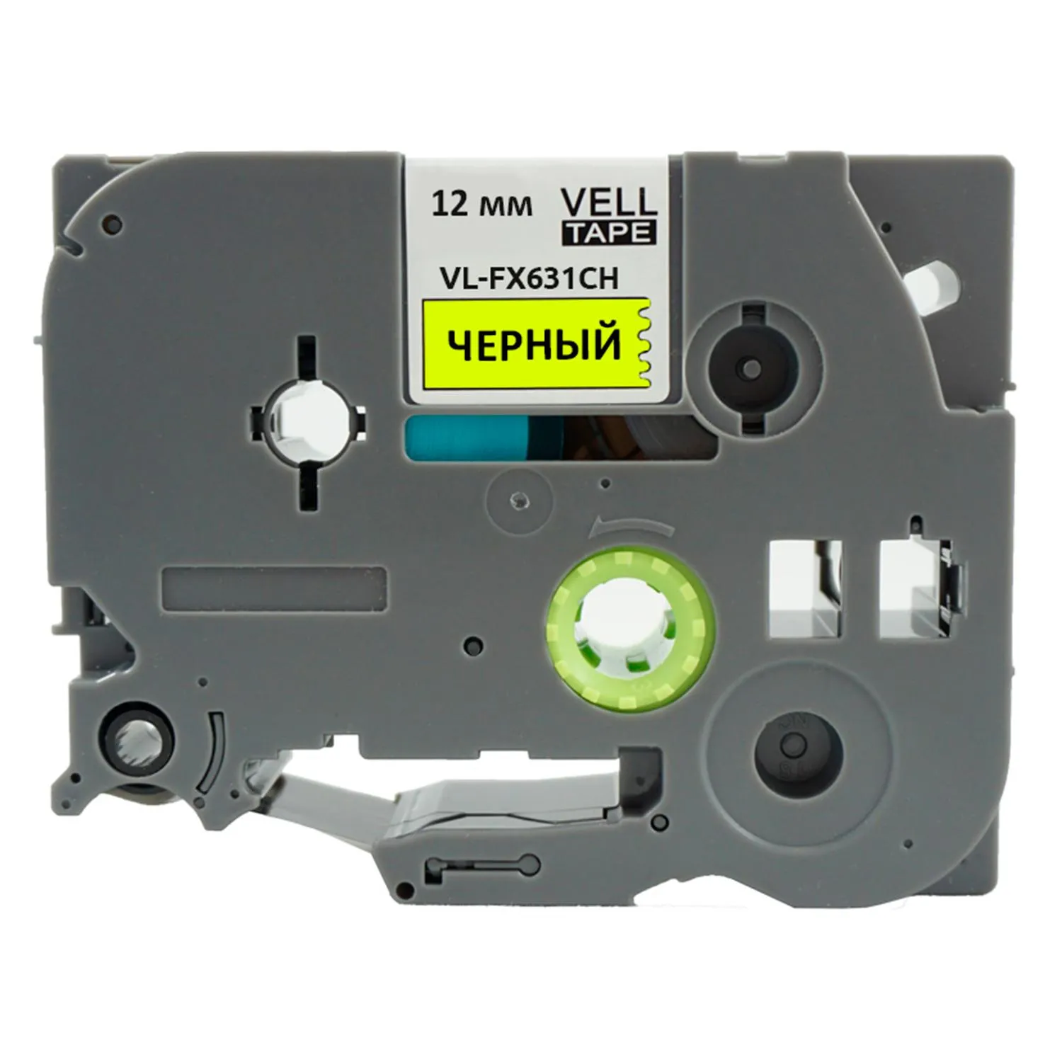 Картридж Vell VL-FX631CH для принтера этикеток Brother (12 мм x 8 м, цвет ленты жёлтый, шрифт чёрный) - Image 2