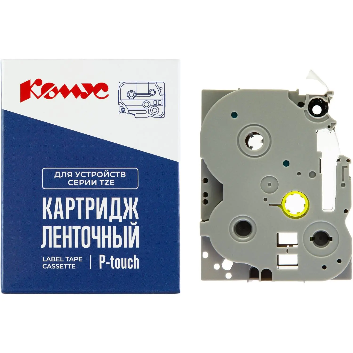 Картридж Комус TZE-641 для принтера этикеток Brother (18 мм х 8 м, цвет ленты жёлтый, шрифт чёрный)