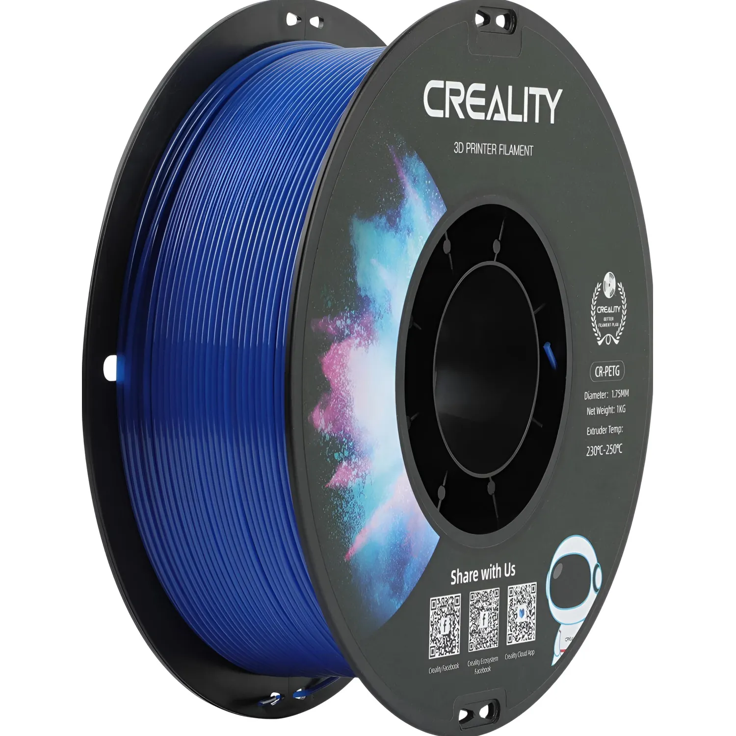 Пластик CR-PETG для 3D-принтера Creality синий глянцевый 1.75 мм 1 кг