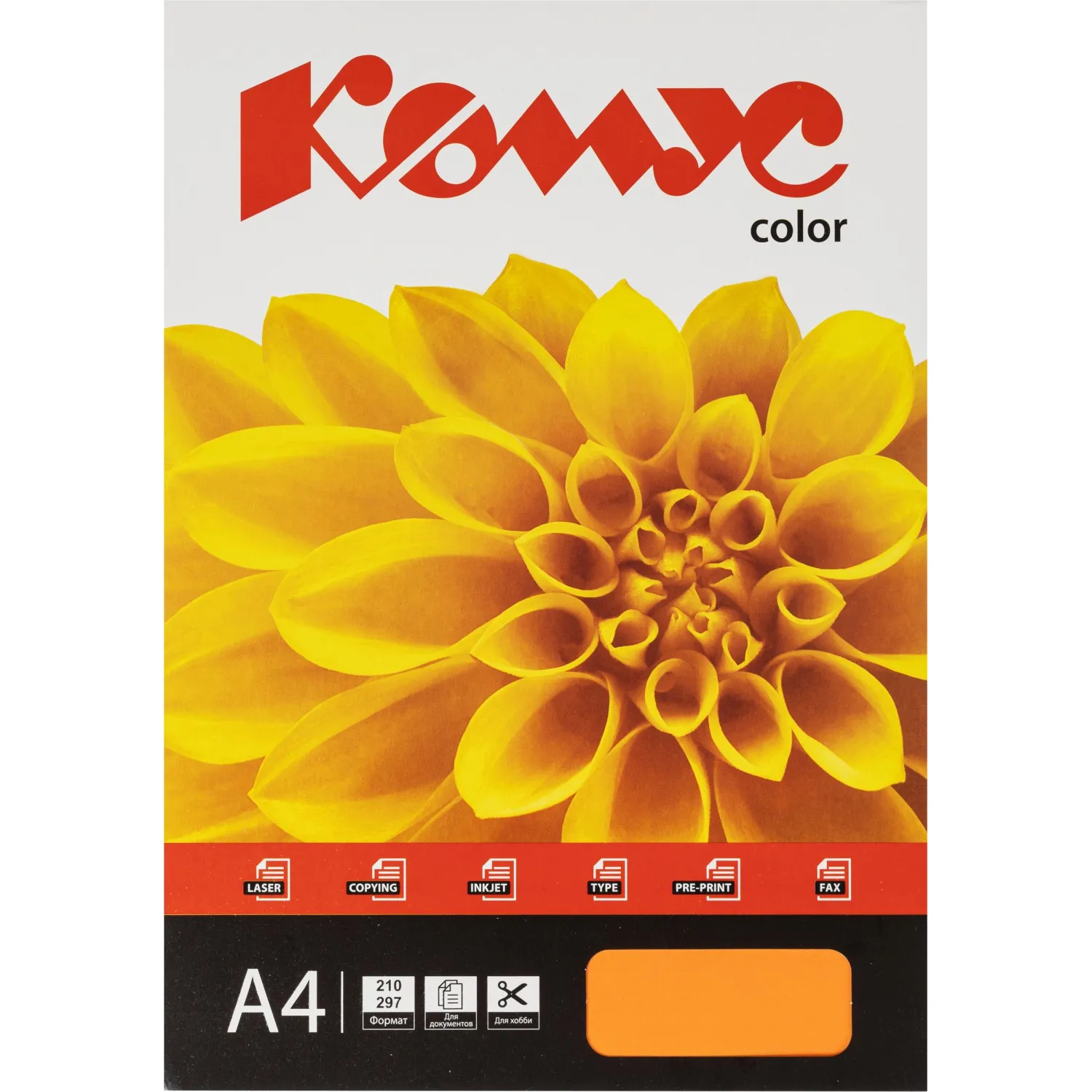 Цветная бумага Комус Color шафран А4 80 г/м² (500 листов) для офисной техники - Image 2