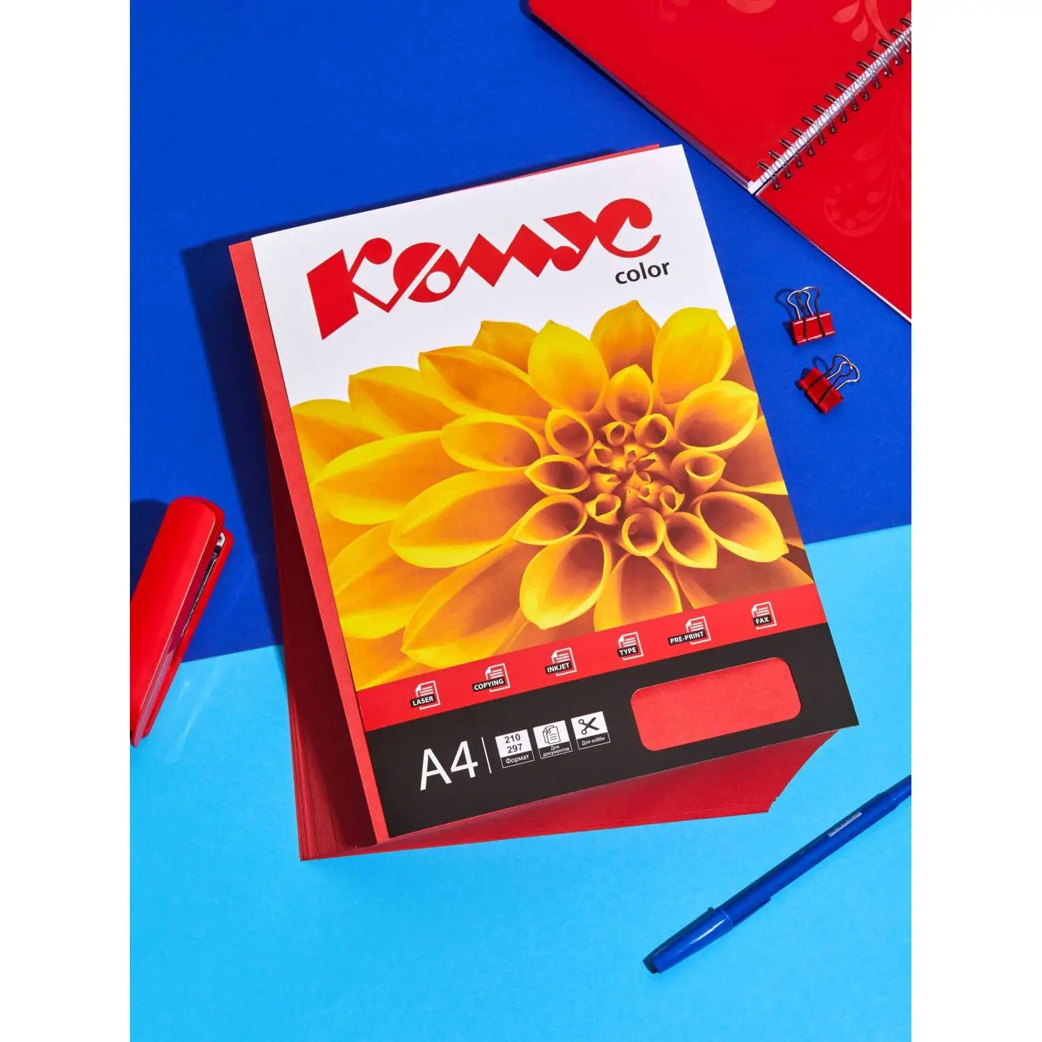 Цветная бумага Комус Color красный А4 80 г/м² (500 листов) - Image 5