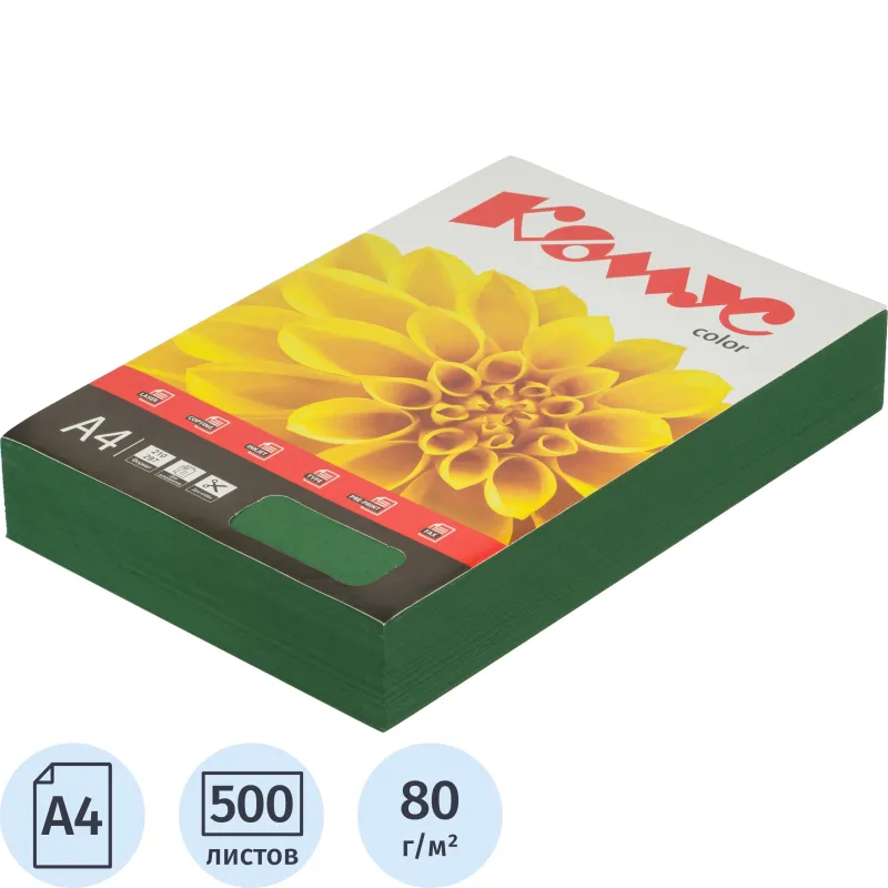 Цветная бумага Комус Color изумруд А4 80г/м² (500л.) для офисной техники - Image 2