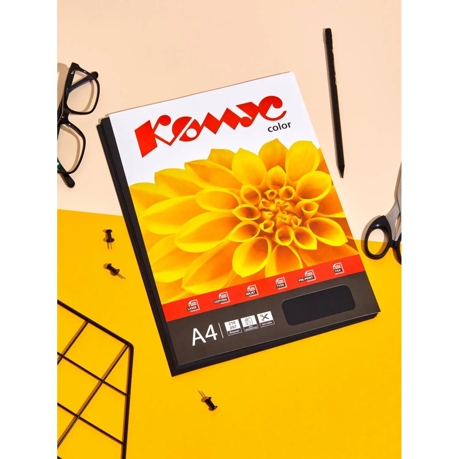 Цветная бумага Комус Color черный А4 80 г/м² (50 листов) для офисной техники - Image 4