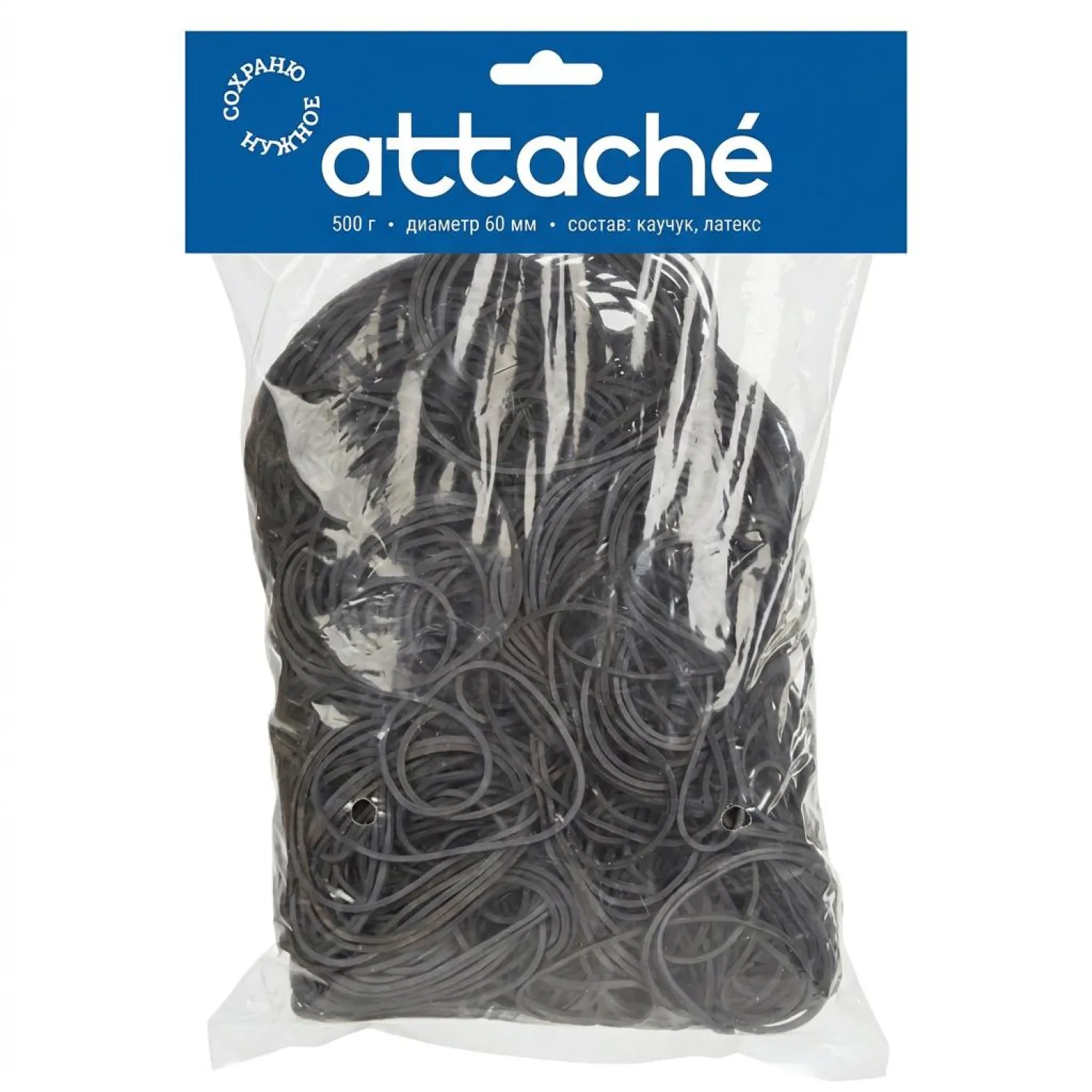 Резинка для денег Attache 0.5 кг, диаметр 60 мм, черная, универсальная