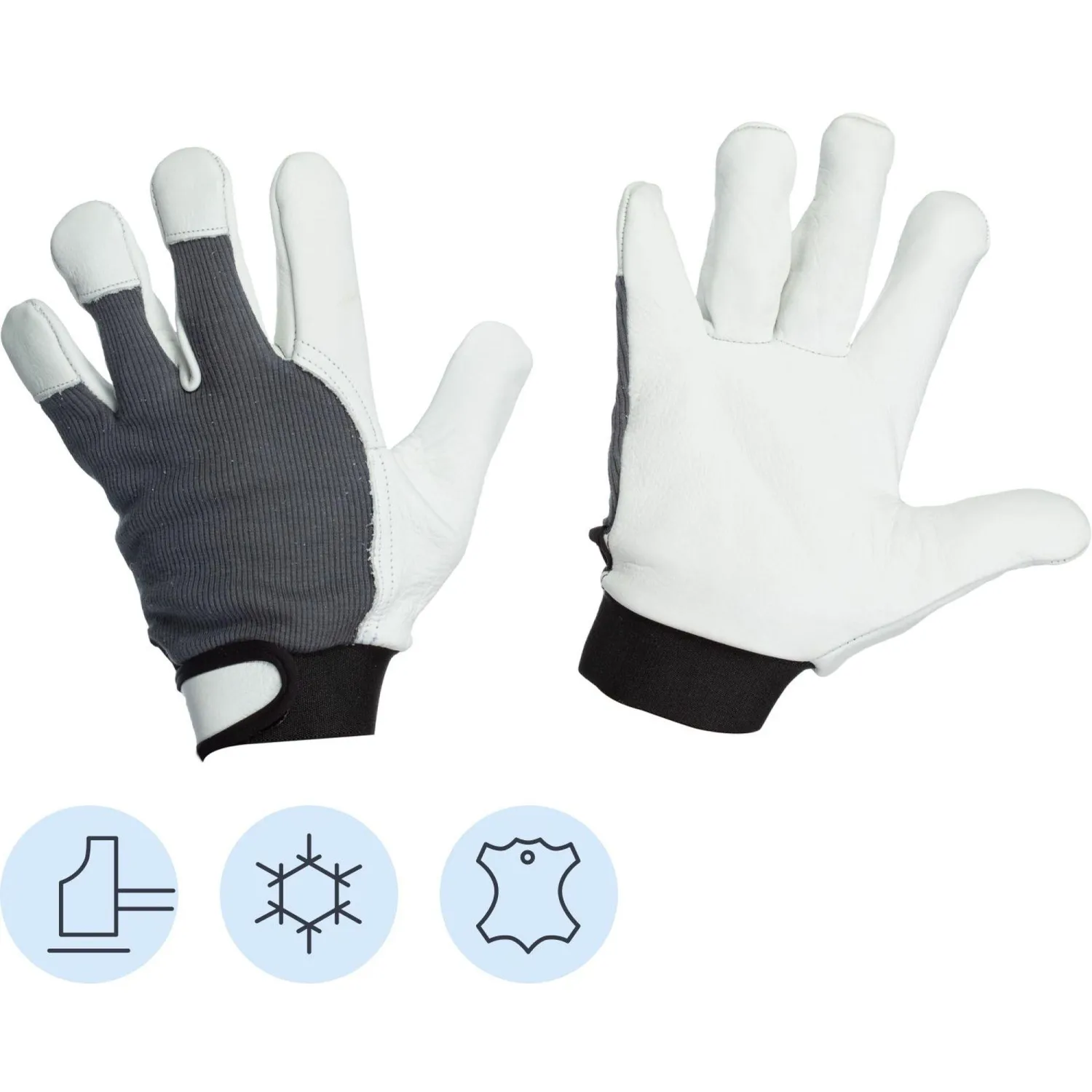 Перчатки рабочие утеплённые Jeta Safety Winter Mechanic кожаные белые/чёрные (размер 8, M, JLE305)