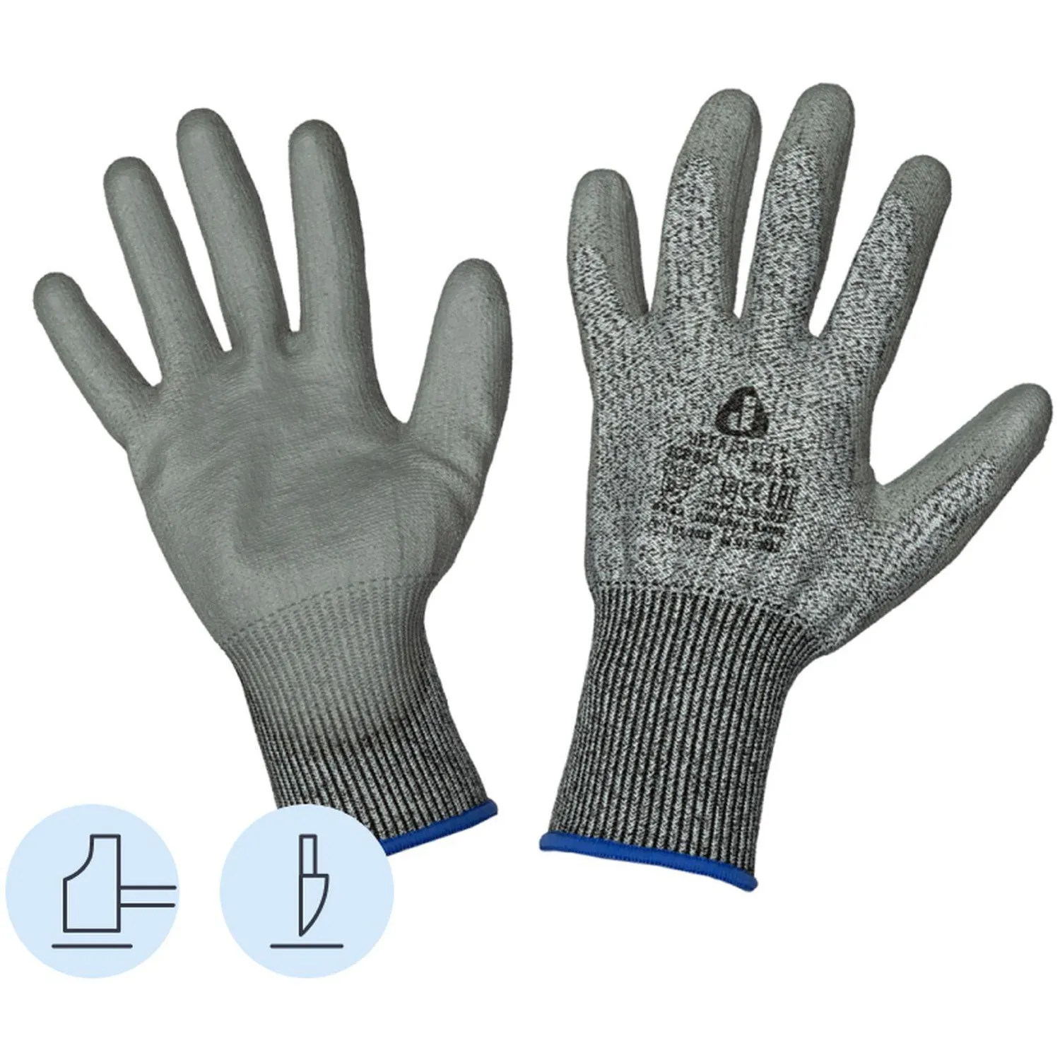 Перчатки для защиты от порезов Jeta Safety JCP051 с полиуретановым покрытием класс защиты 5 (13 класс вязки, размер 9 (L))