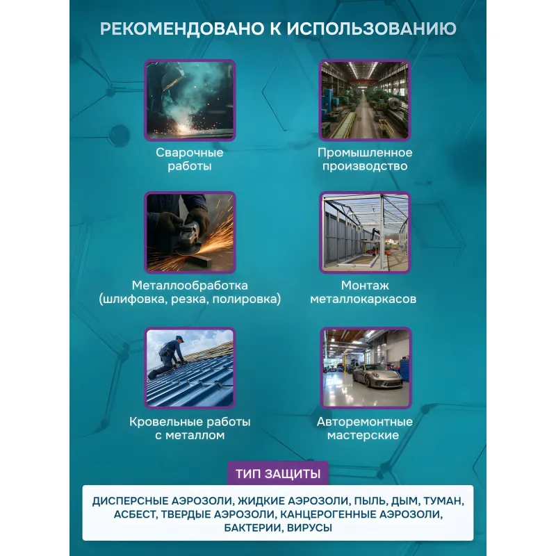 Полумаска PHSV 911WG в комплекте с 10 сменными фильтрами P1R - Image 4