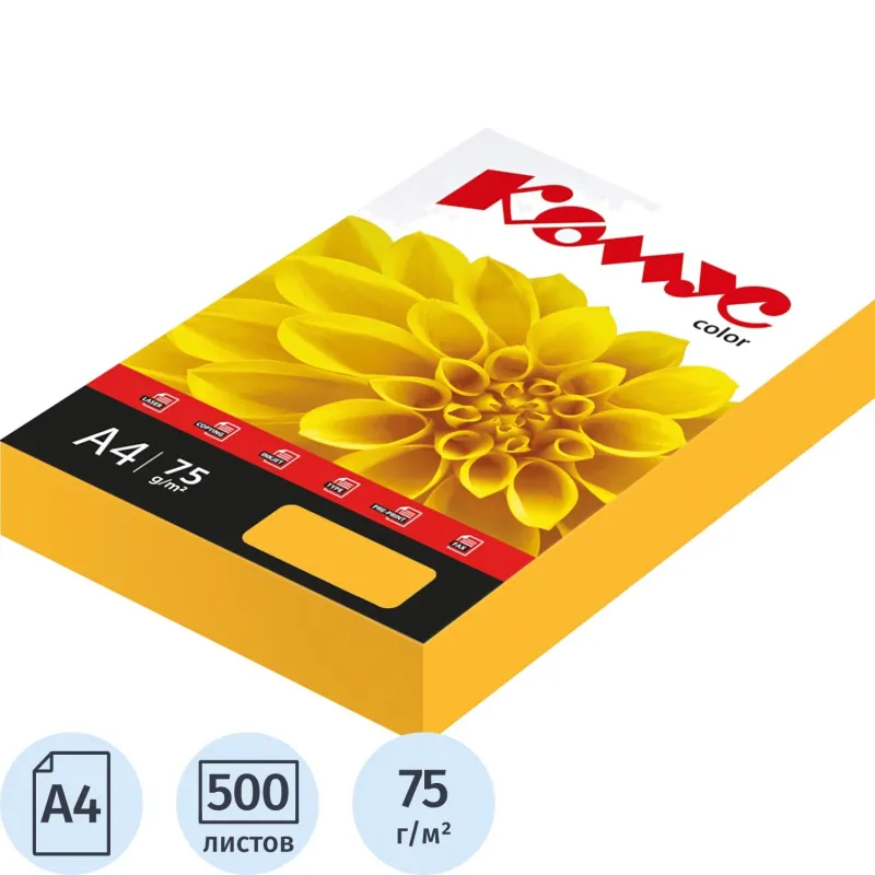 цветная бумага комус color a4 оранжевый неон 80 г/м² - Image 2
