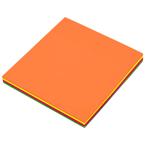 Блок самоклеящийся пластиковый (стикеры) 4 цвета BRAUBERG MULTI COLOUR 76х76 мм, 100 листов, 115208 - Image 2