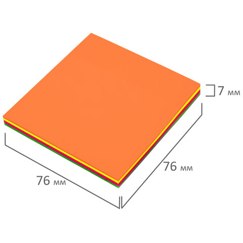 Блок самоклеящийся пластиковый (стикеры) 4 цвета BRAUBERG MULTI COLOUR 76х76 мм, 100 листов, 115208 - Image 6