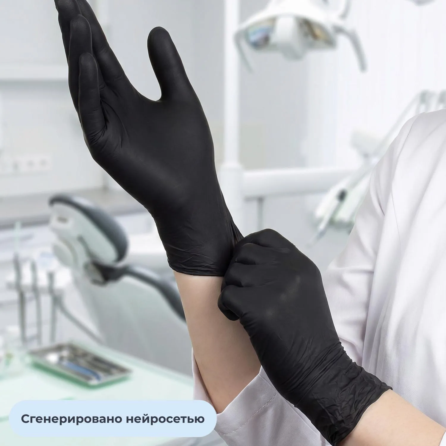 Перчатки одноразовые универсальные нитриловые нестерильные неопудренные размер M (7-8) чёрные (50 пар/100 штук в упаковке) - Image 2