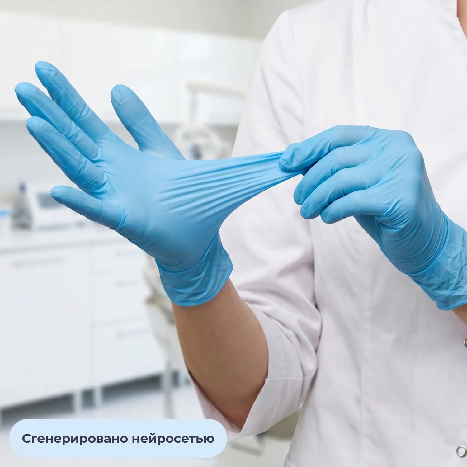 Перчатки медицинские смотровые нитриловые Basic нестерильные неопудренные размер XS (5-6) голубые (50 пар/100 штук в упаковке) - Image 2