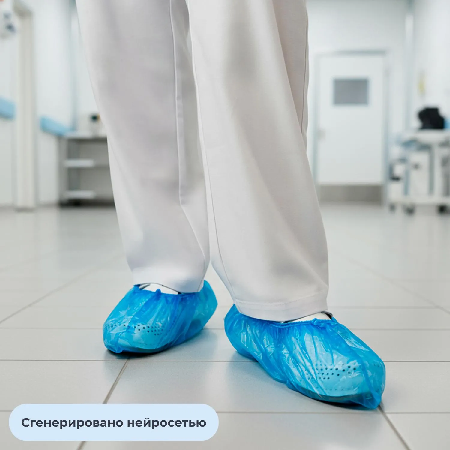 Бахилы одноразовые полиэтиленовые 30 мкм с двойной подошвой синие (600 шт./300 пар в упаковке) - Image 2