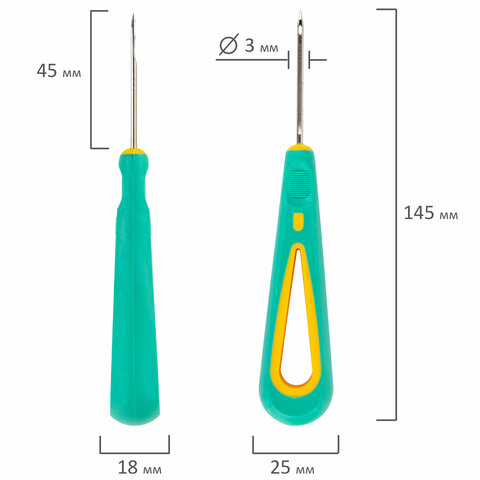 Шило с ушком, общая длина 145 мм, d=3 мм, прорезиненная ручка, STAFF, 238114 - Image 6