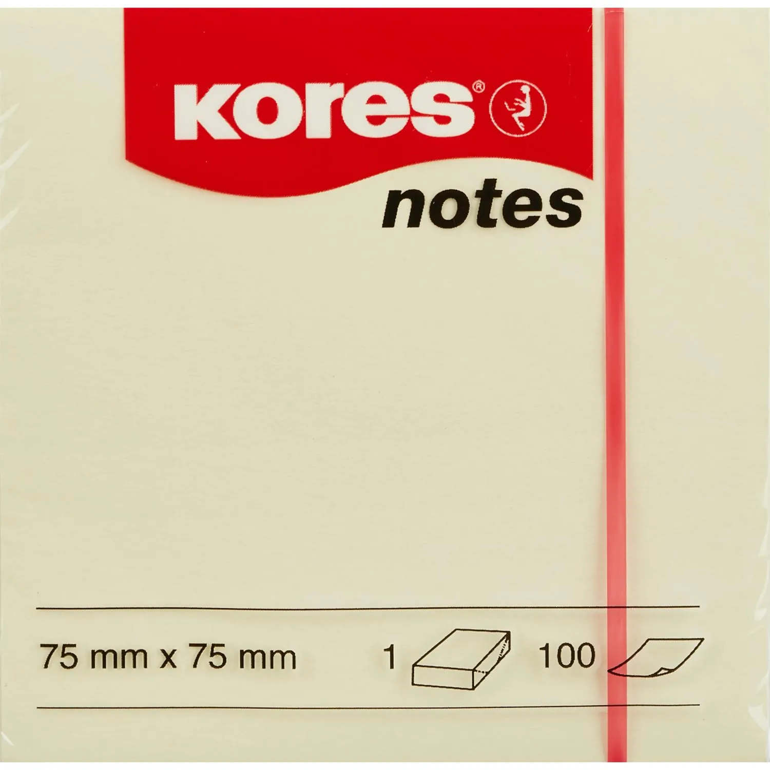 Стикеры Kores 75x75 мм пастельные желтые (1 блок на 100 листов) - Image 2