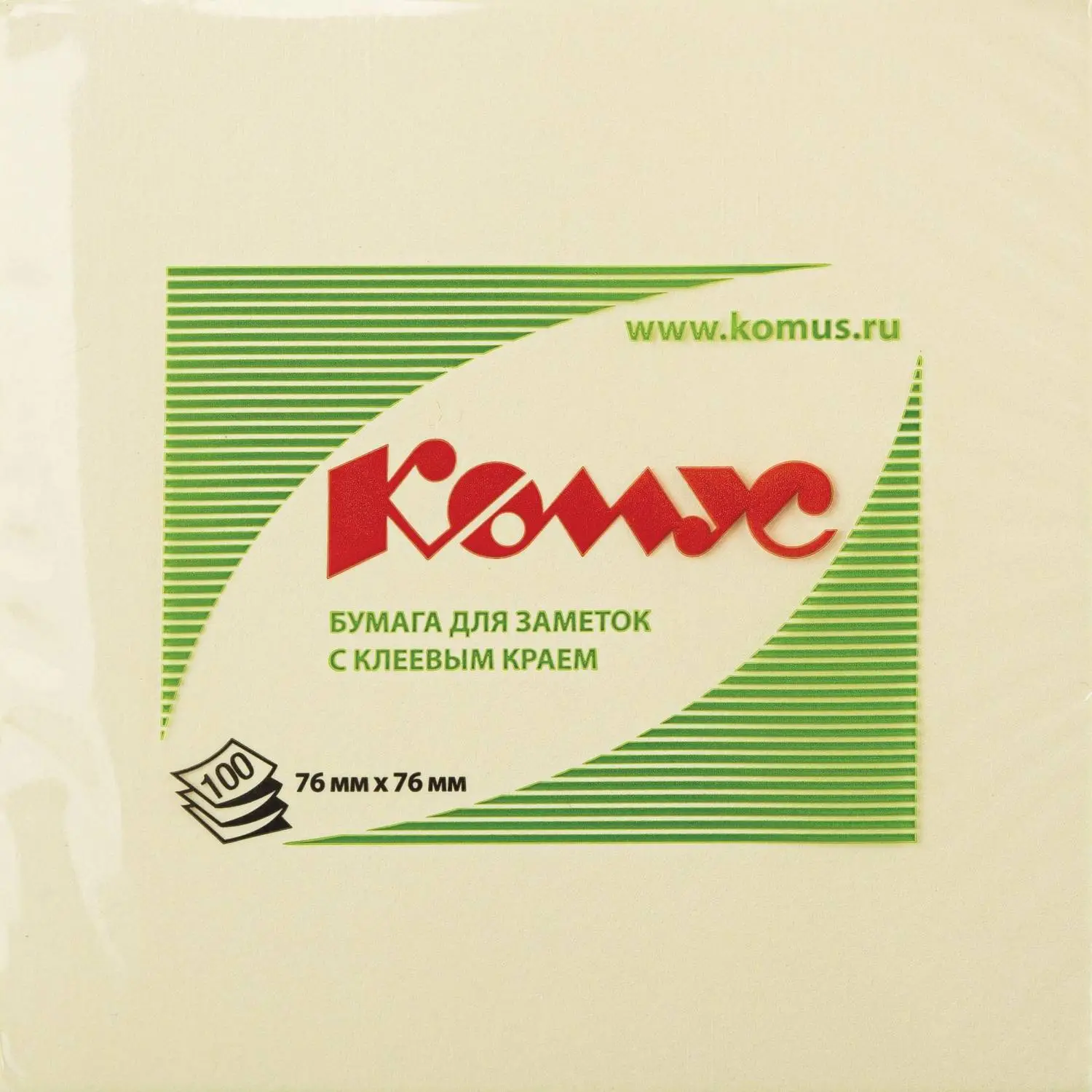 Стикеры KOMUS Z-сложения жёлтые 76 мм, 100 листов, без следов, из переработанного сырья - Image 4