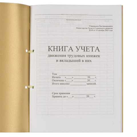 Книга учета движения трудовых книжек и вкладышей к ним, 32 л., сшивка, плобма, обложка ПВХ, 130203, КД-01 - Image 2