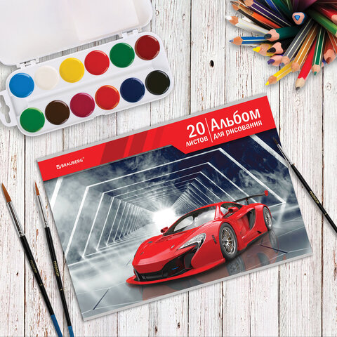 Альбом для рисования А4 20 л., скоба, обложка картон, BRAUBERG, 202х285 мм, "Автомир" (2 вида), 105604 - Image 6