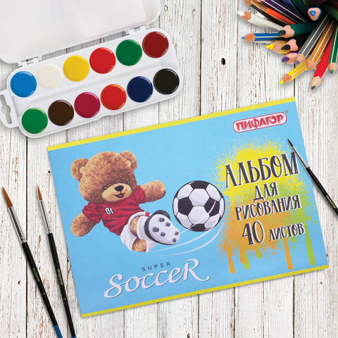 Альбом для рисования А4 40 л., скоба, обложка офсет, ПИФАГОР, 203х288 мм, "Тедди" (2 вида), 106701 - Image 6