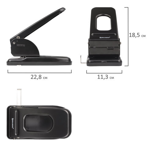 Дырокол металлический МОЩНЫЙ BRAUBERG "Heavy duty", до 60 л., черный, 226868 - Image 4