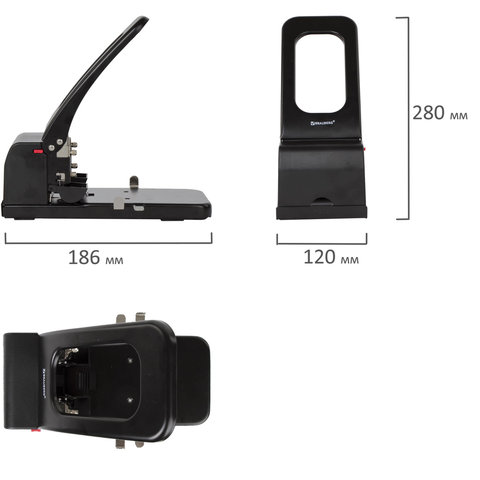 Дырокол металлический МОЩНЫЙ BRAUBERG "Heavy duty", до 100 л., черный, 226869 - Image 8