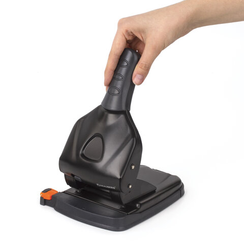 Дырокол металлический МОЩНЫЙ BRAUBERG "Heavy duty" до 65 л., эргономичный, черный, 228496 - Image 8