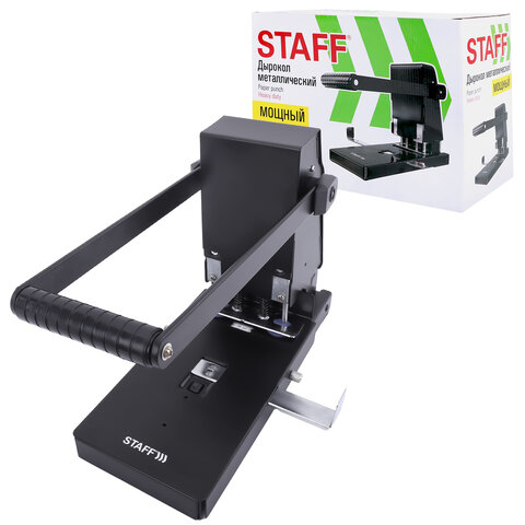 Дырокол металлический МОЩНЫЙ STAFF "Heavy duty ECO", до 300 листов, черный, 274242 - Image 3