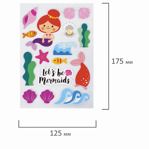 Наклейки из EVA "Русалки", 15 штук, ассорти, 13х21 см, ЮНЛАНДИЯ, 662681 - Image 8