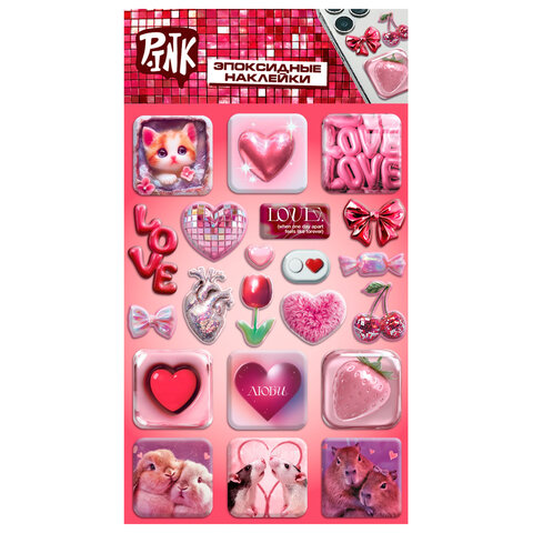 Наклейки эпоксидные АССОРТИ, 11х20 см, PINK - Image 9