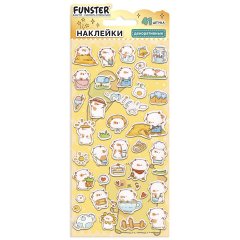 Наклейки декоративные "Милые животные", 17,5х9 см, ассорти 6 видов, FUNSTER (ФАНСТЕР), 6666081 - Image 8