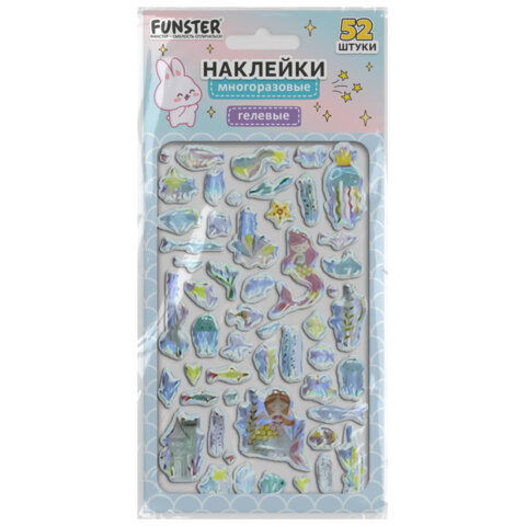 Наклейки гелевые "Блестящий микс", 15,5х9,5 см, ассорти 6 видов, FUNSTER (ФАНСТЕР), 666086 - Image 4