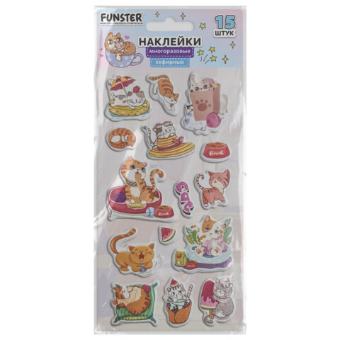 Наклейки зефирные "Котики", 18х9,5 см, ассорти 6 видов, FUNSTER (ФАНСТЕР), 666092 - Image 4