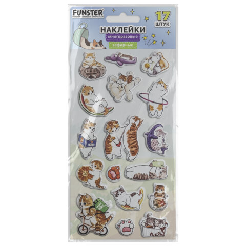 Наклейки зефирные "Котики", 18х9,5 см, ассорти 6 видов, FUNSTER (ФАНСТЕР), 666092 - Image 6
