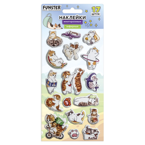 Наклейки зефирные "Котики", 18х9,5 см, ассорти 6 видов, FUNSTER (ФАНСТЕР), 666092 - Image 12