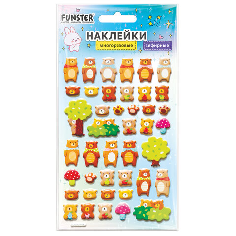 Наклейки объемные зефирные 15х10 см, ассорти 12 видов, FUNSTER (ФАНСТЕР), 666675 - Image 5
