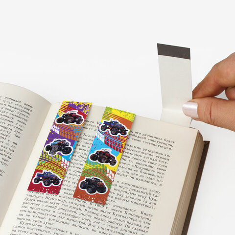 Закладки для книг с магнитом "МОНСТР-ТРАК", набор 6 шт., блестки, 25x196 мм, ЮНЛАНДИЯ, 111636 - Image 4