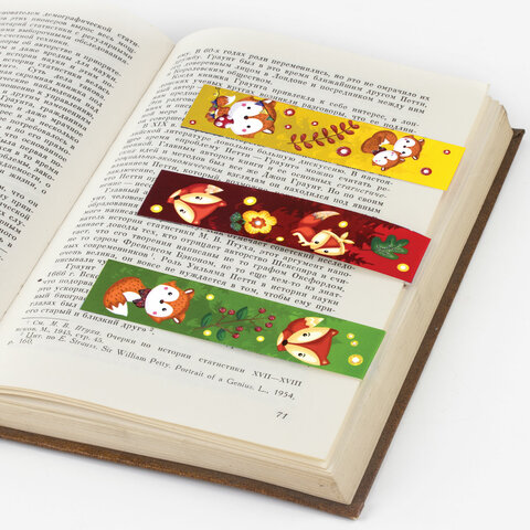 Закладки для книг с магнитом "ЛИСЯТА", набор 6 шт., блестки, 25x196 мм, ЮНЛАНДИЯ, 111639 - Image 4