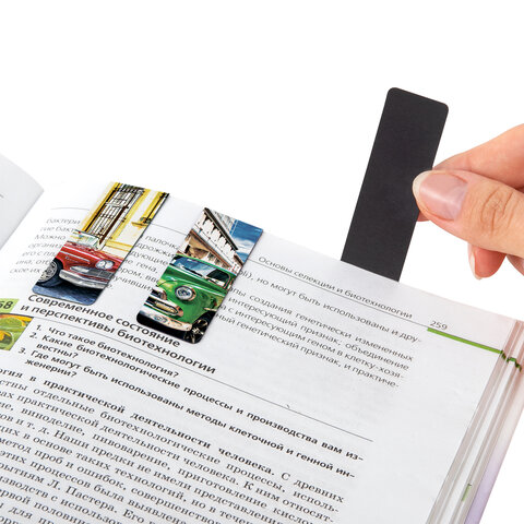 Закладки для книг МАГНИТНЫЕ, "RETRO CARS", набор 6 шт., 60x20 мм, BRAUBERG, 113158 - Image 4