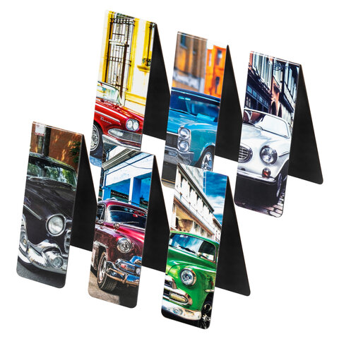 Закладки для книг МАГНИТНЫЕ, "RETRO CARS", набор 6 шт., 60x20 мм, BRAUBERG, 113158 - Image 6