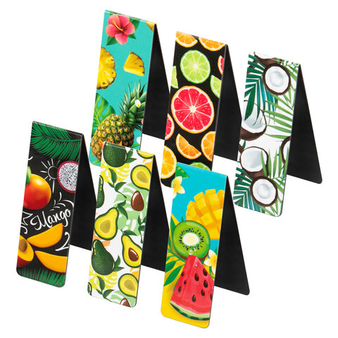 Закладки для книг МАГНИТНЫЕ, "FRUITS", набор 6 шт., 60x20 мм, BRAUBERG, 113160 - Image 6