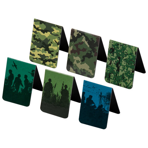 Закладки для книг МАГНИТНЫЕ, "MILITARY", набор 6 шт., 35х25 мм, BRAUBERG, 113164 - Image 5