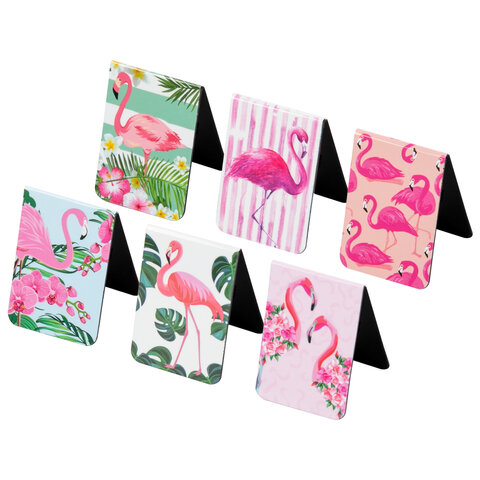 Закладки для книг МАГНИТНЫЕ, "FLAMINGO", набор 6 шт., 35x25 мм, BRAUBERG, 113165 - Image 5