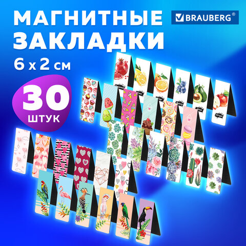 Закладки для книг МАГНИТНЫЕ, "MIX", набор 30 шт., 60x20 мм, BRAUBERG, 113175 - Image 10