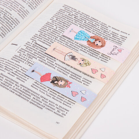 Закладки для книг с магнитом FASHION GIRLS, набор 6 шт., блестки, 25x196 мм, ЮНЛАНДИЯ, 113443 - Image 5
