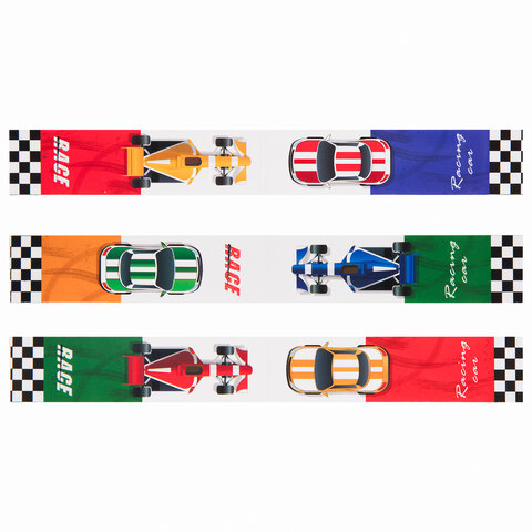 Закладки для книг с магнитом RACE CARS, набор 6 шт., блестки, 25x196 мм, ЮНЛАНДИЯ, 113446 - Image 2